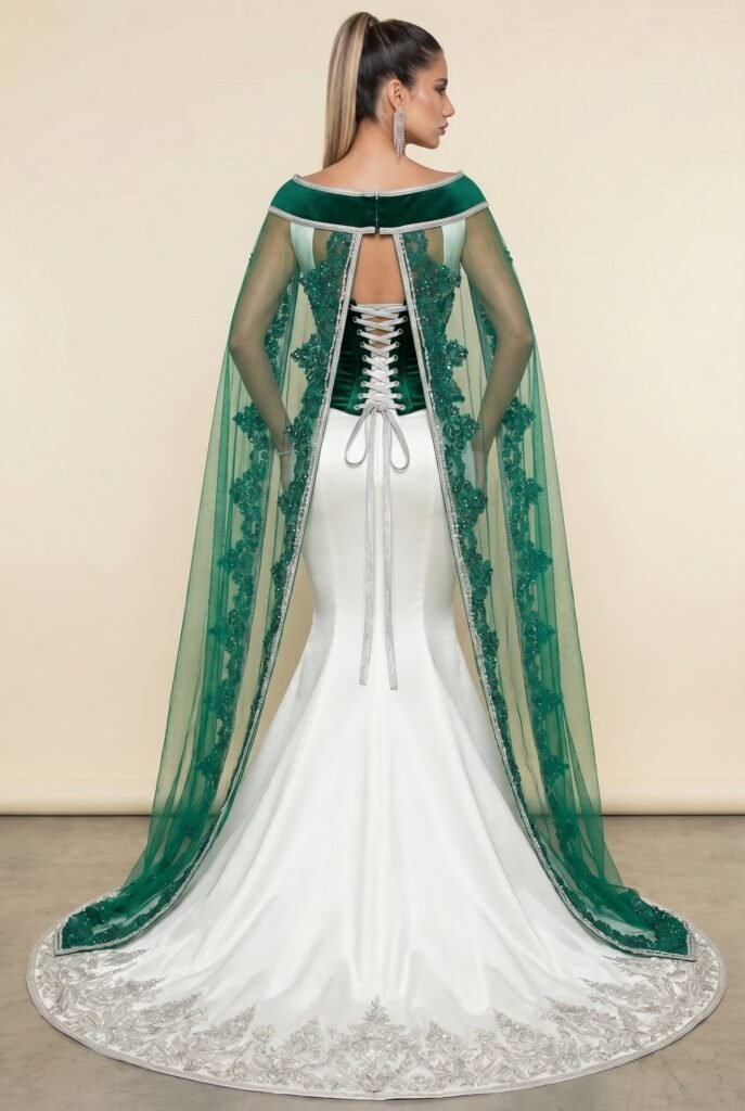 Takchita haute couture vert émeraude — vue 4