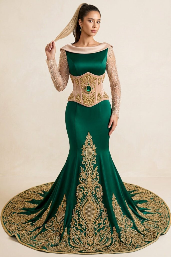 Caftan chic vert émeraude — vue 5