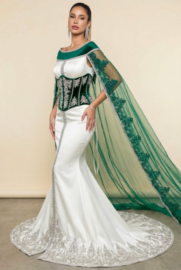 Takchita haute couture vert émeraude — vue 5