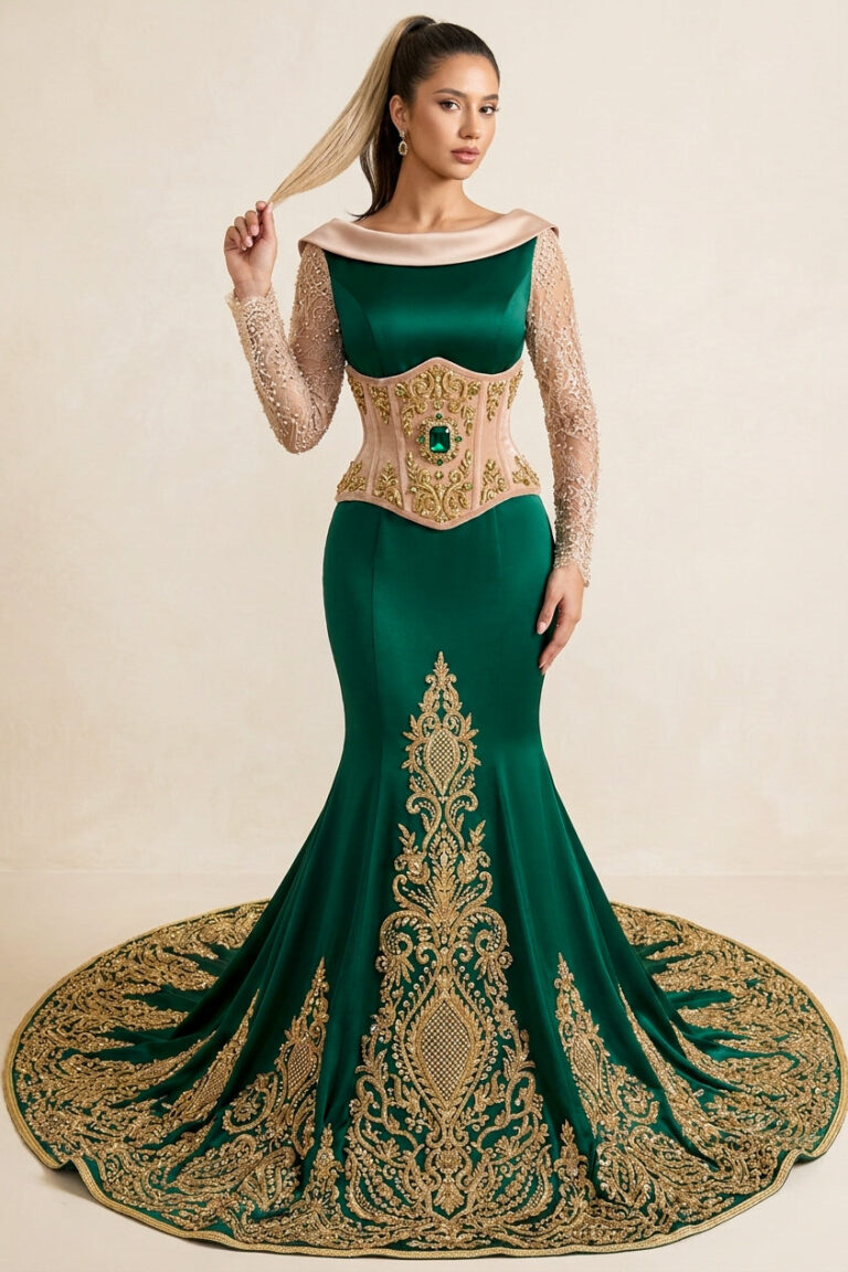 Caftan chic vert émeraude