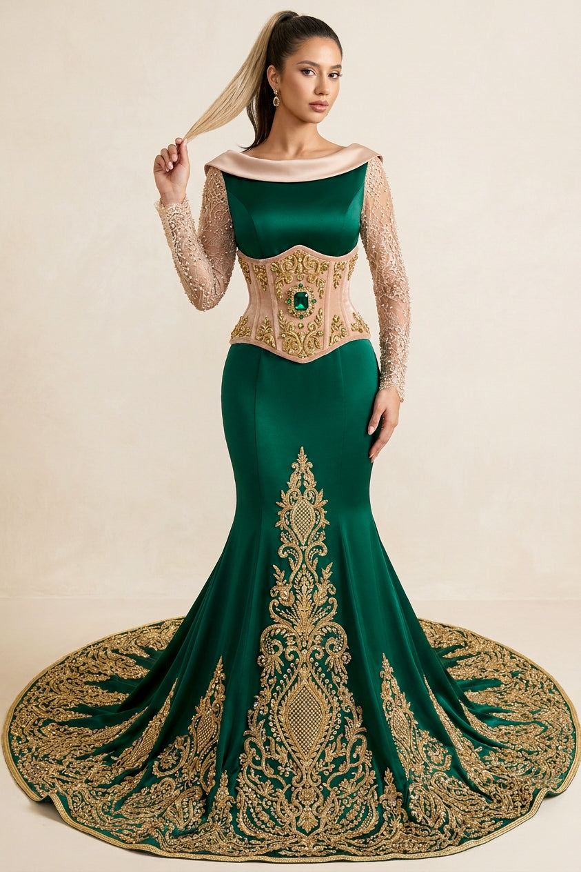 Caftan chic vert émeraude