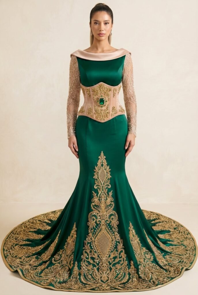 Caftan chic vert émeraude — vue 4