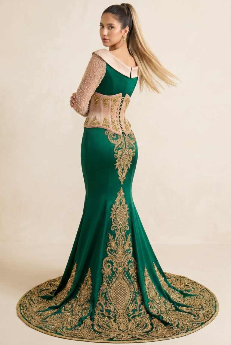 Caftan chic vert émeraude