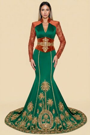 Takchita de mariée vert émeraude