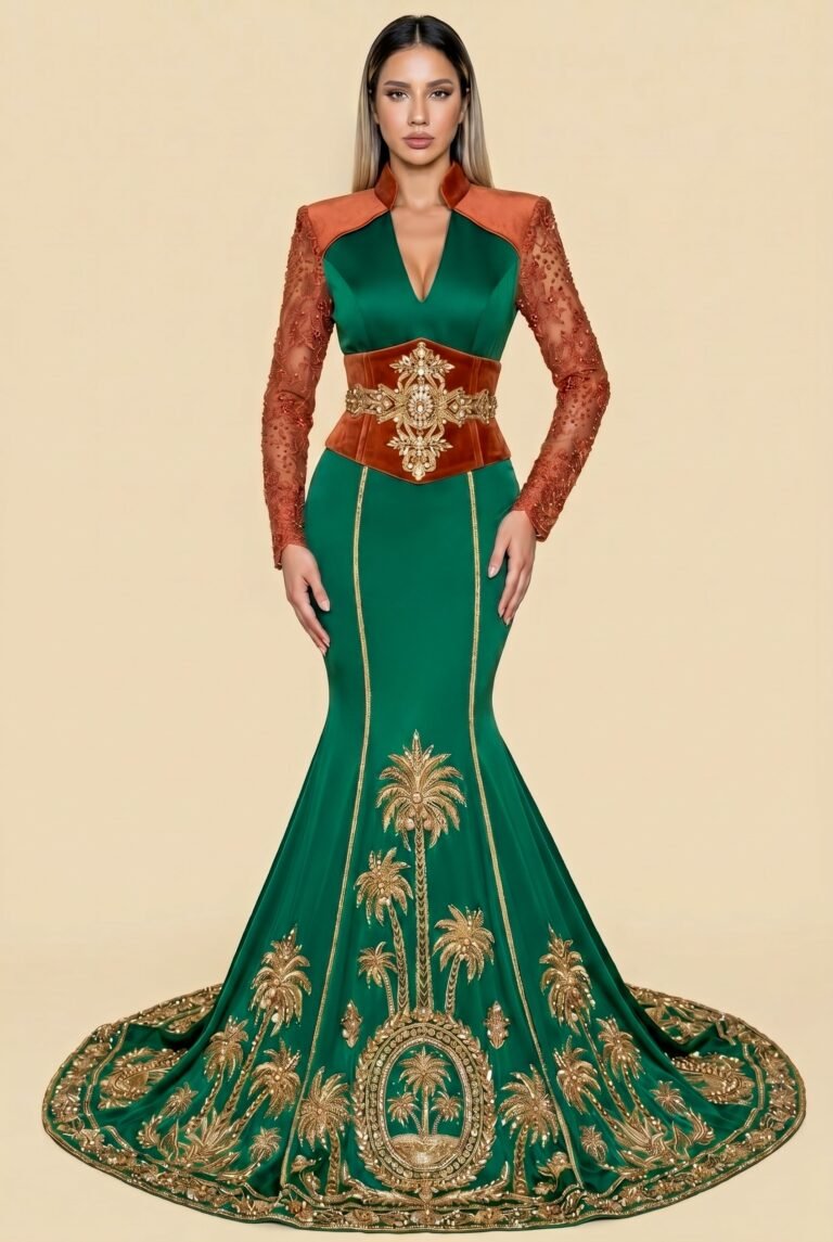 Takchita de mariée vert émeraude