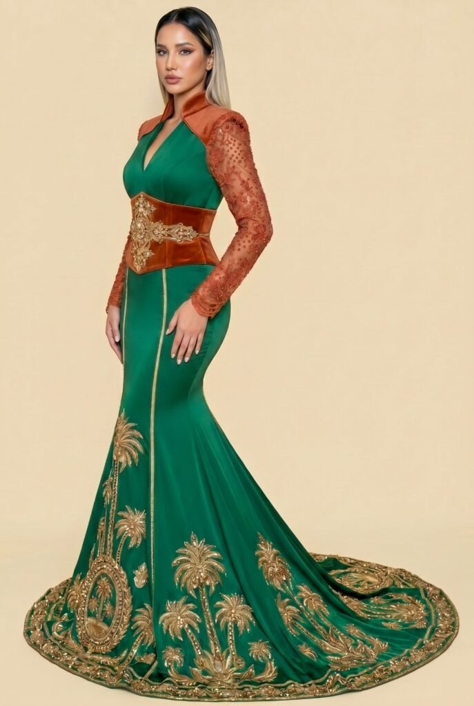 Takchita de mariée vert émeraude — vue 3