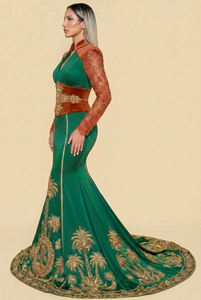 Takchita de mariée vert émeraude — vue 4