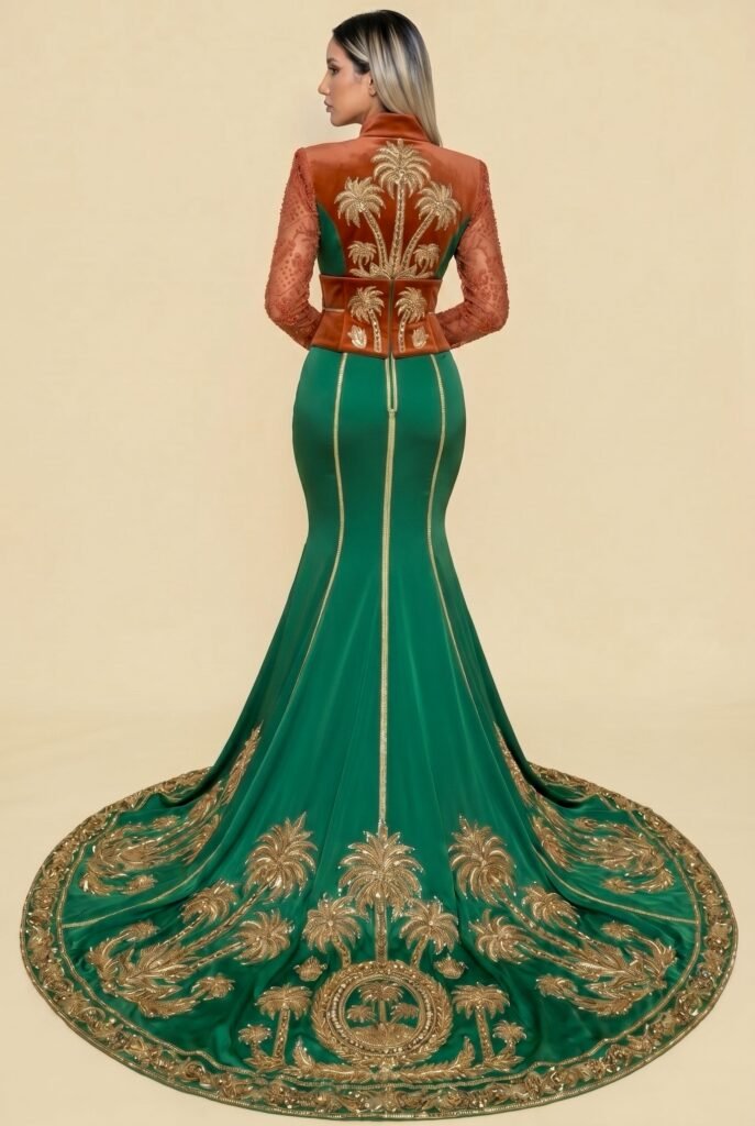 Takchita de mariée vert émeraude — vue 5