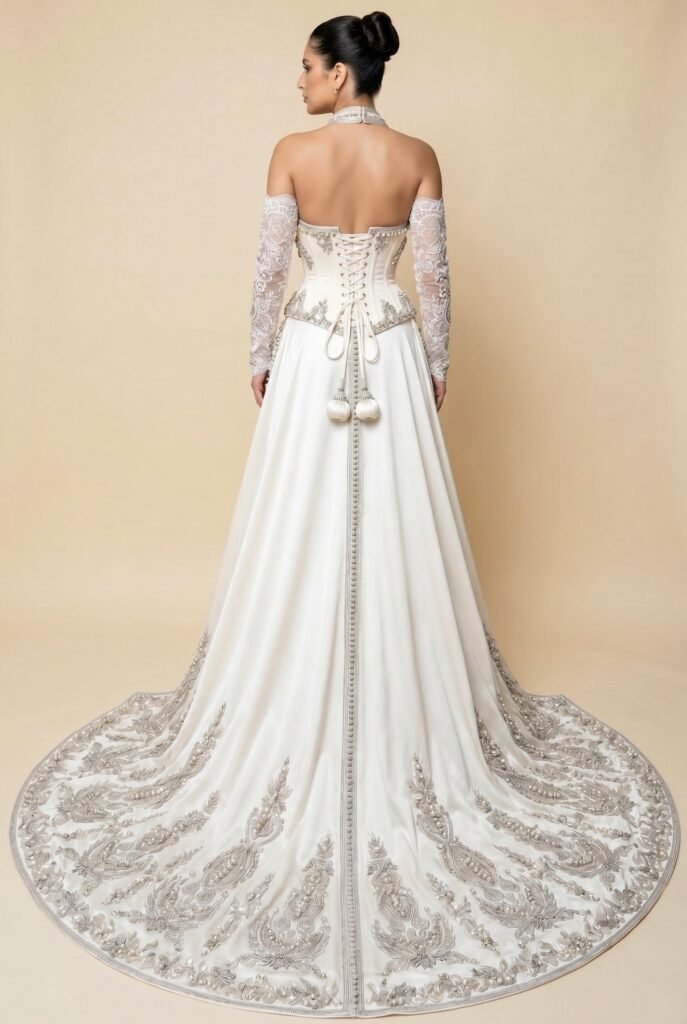 Caftan sur-mesure vert sauge — vue 5