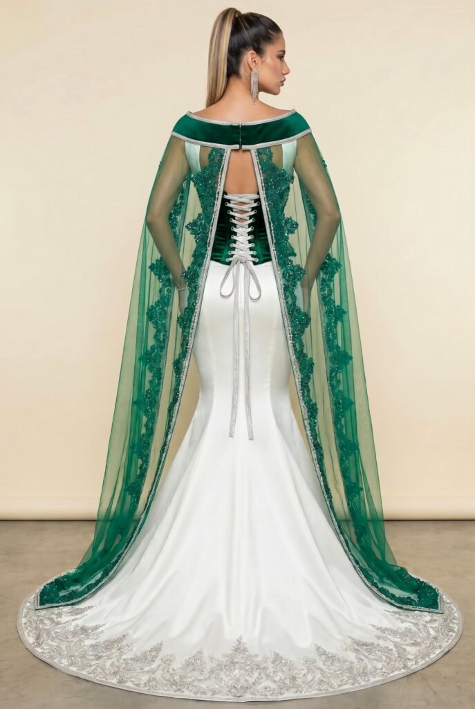 Takchita haute couture vert émeraude — vue 3