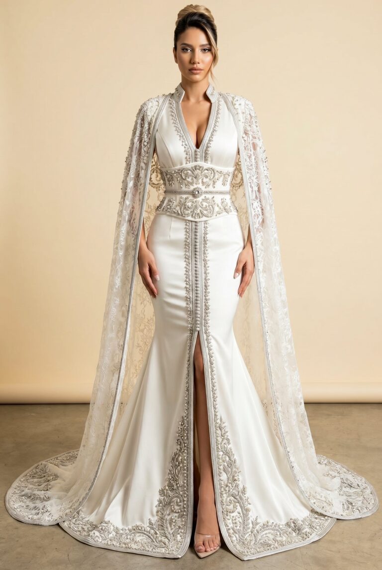 Caftan haute couture blanc