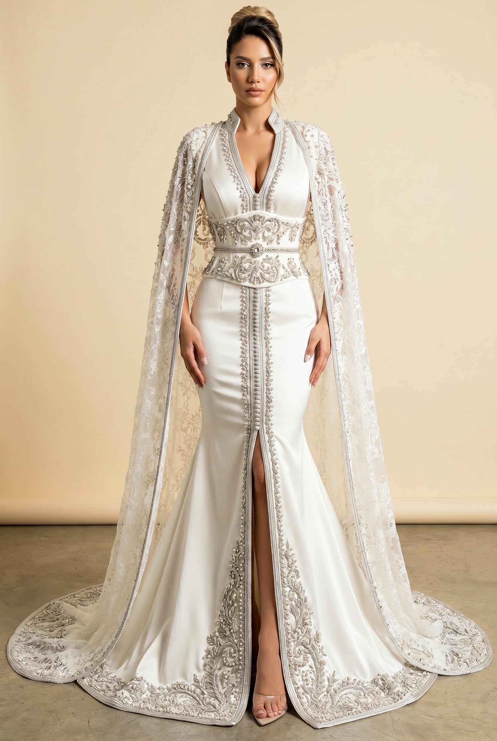 Caftan haute couture blanc