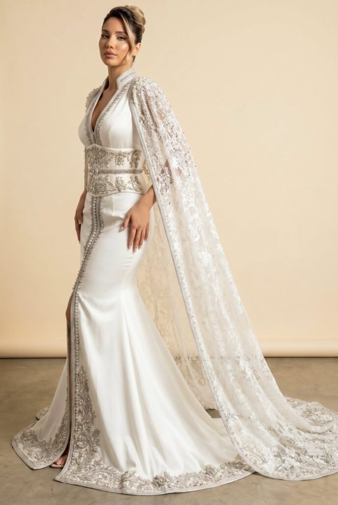 Caftan haute couture blanc — vue 3