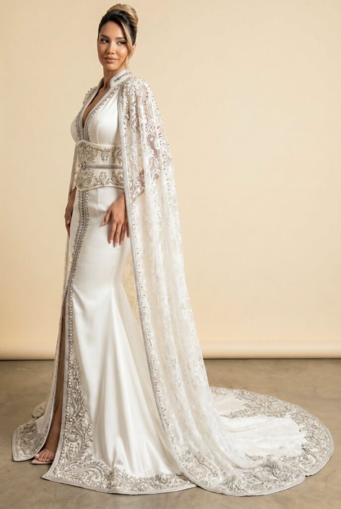 Caftan haute couture blanc — vue 4