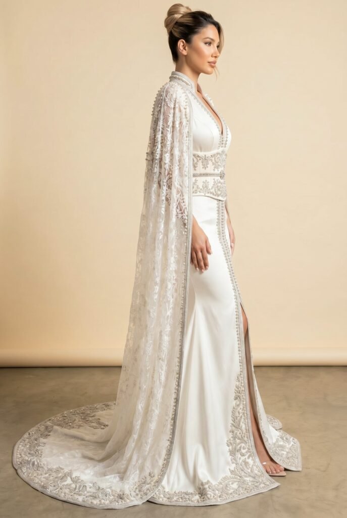 Caftan haute couture blanc — vue 5
