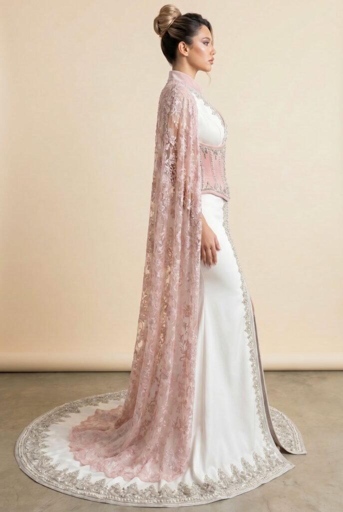 Caftan sur-mesure blanc — vue 3