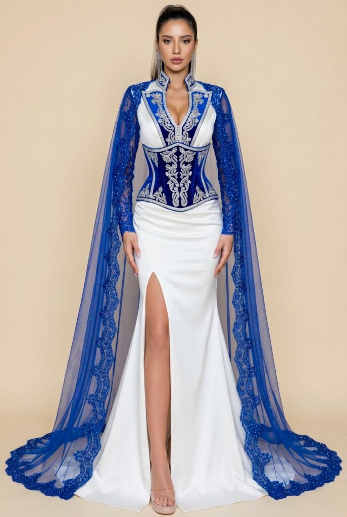 Caftan sur-mesure bleu saphir — vue 2