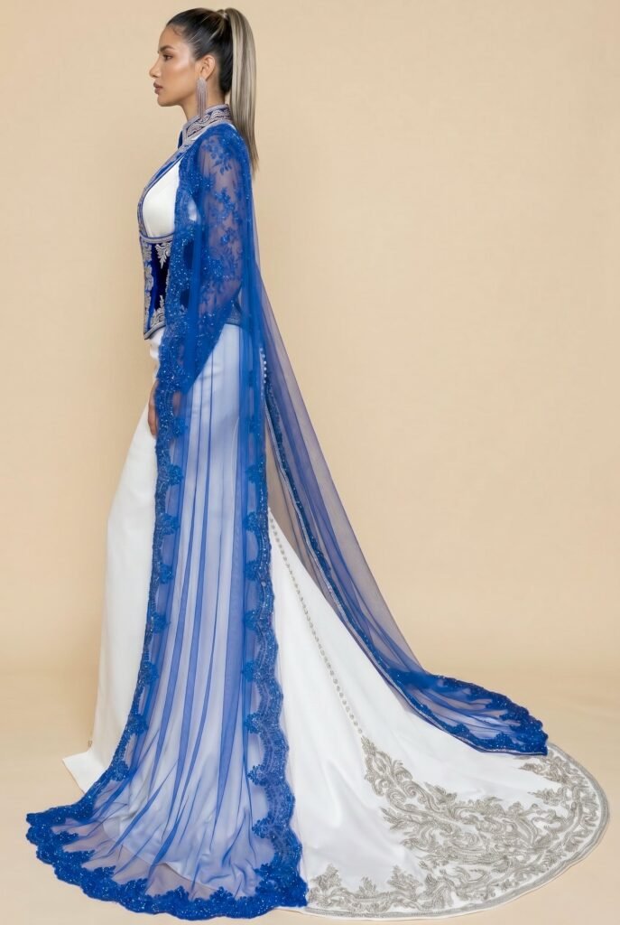 Caftan sur-mesure bleu saphir — vue 4