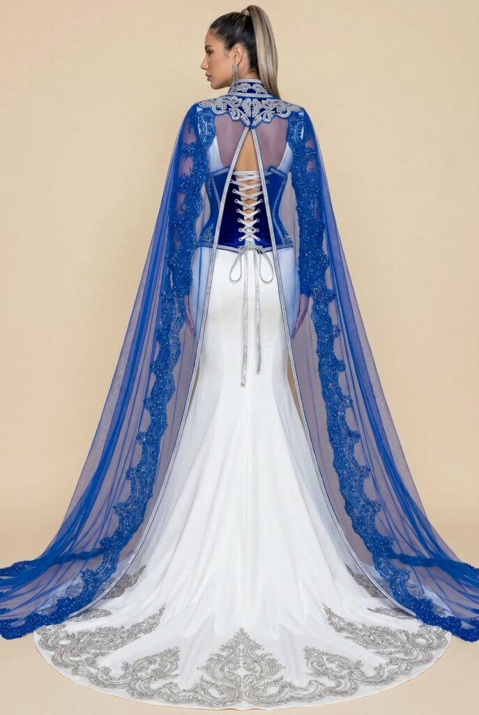 Caftan sur-mesure bleu saphir — vue 5