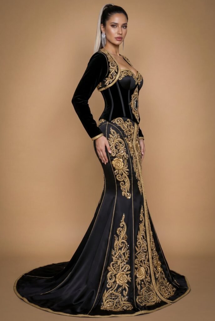 Caftan de mariée noir profond — vue 5