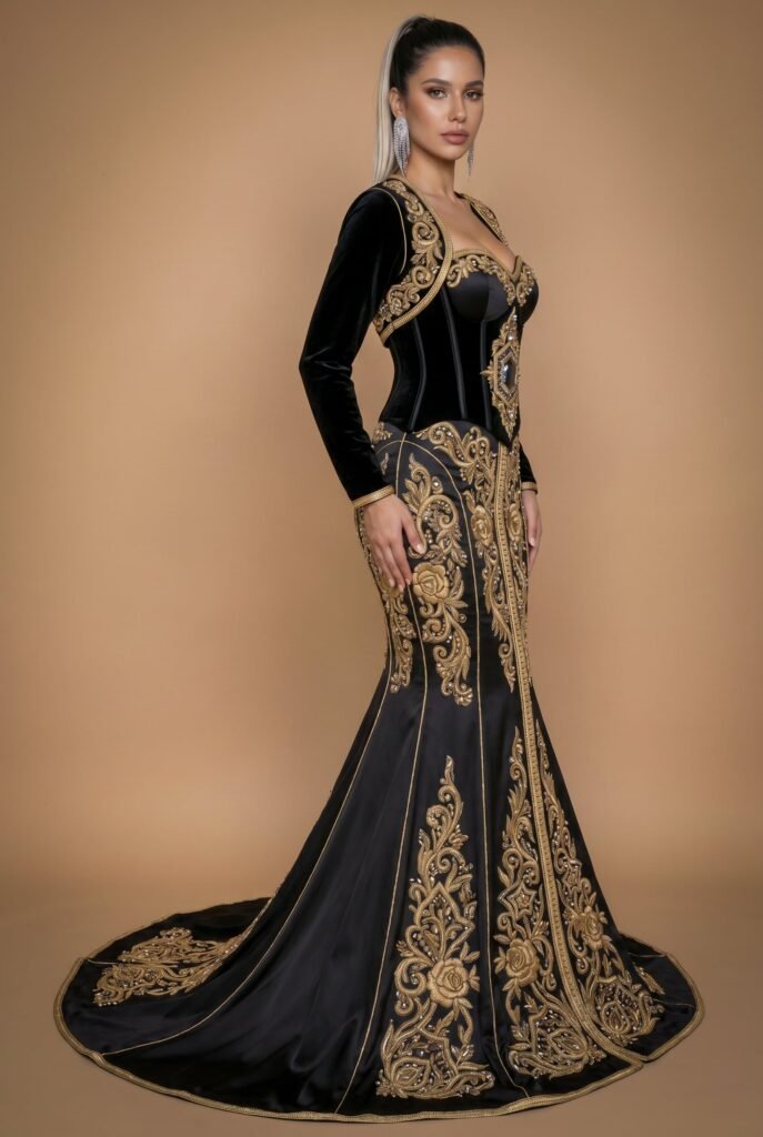 Caftan de mariée noir profond — vue 2