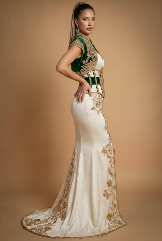 Caftan de mariée vert émeraude — vue 2