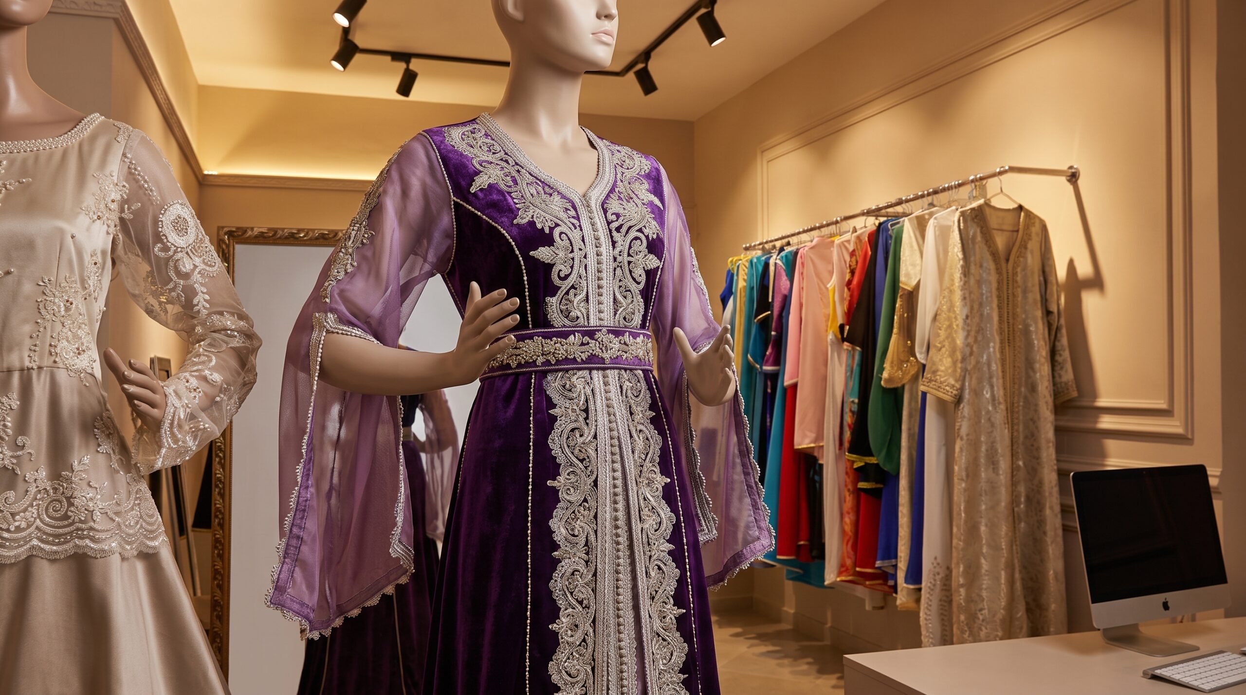Caftans et takchitas de la Maison présentés à l’atelier