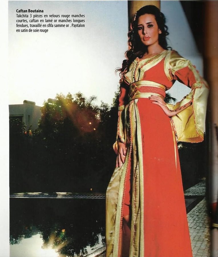 Caftan Boutaina, takchita en velours rouge et lamé or, collection 2011