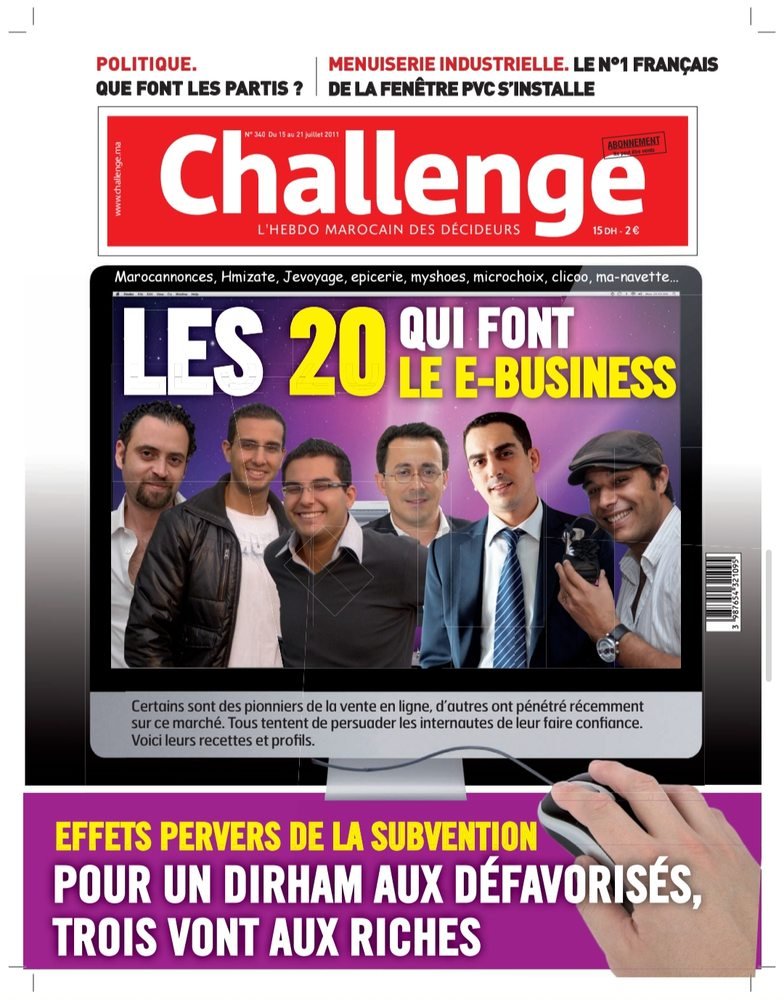 Couverture de Challenge numéro 340, Les 20 qui font le e-business, juillet 2011