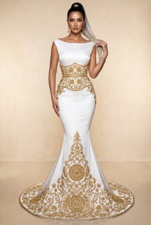 Takchita haute couture blanc et or