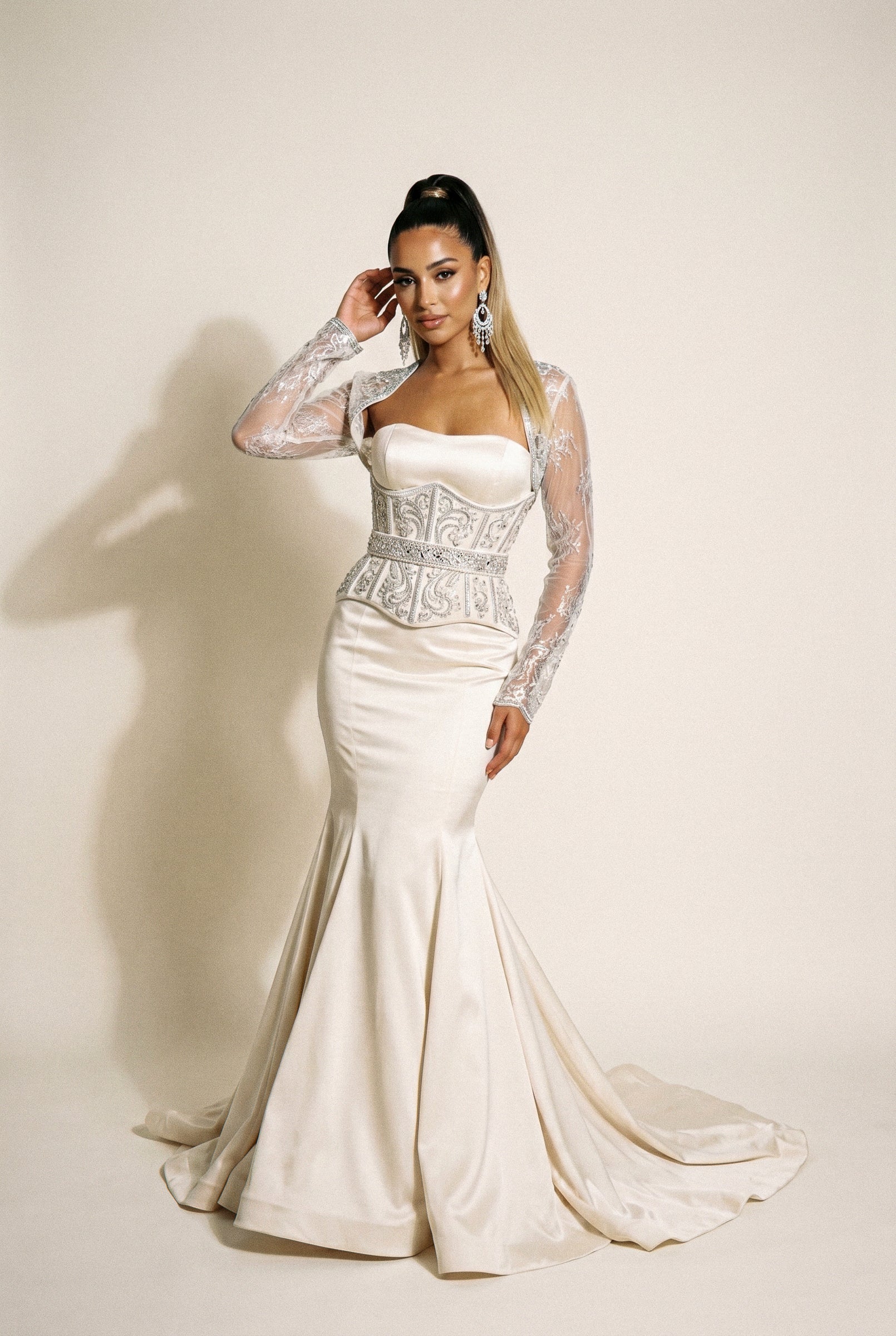 Caftan haute couture champagne