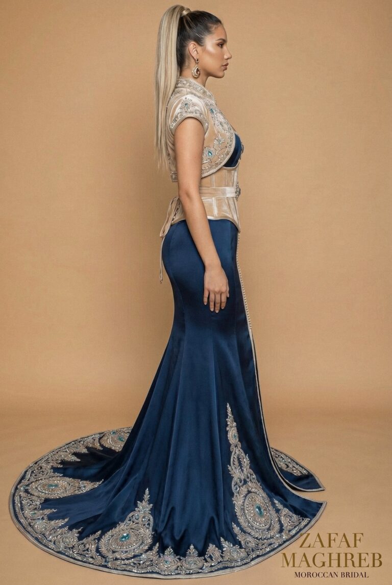 Caftan de mariée bleu nuit