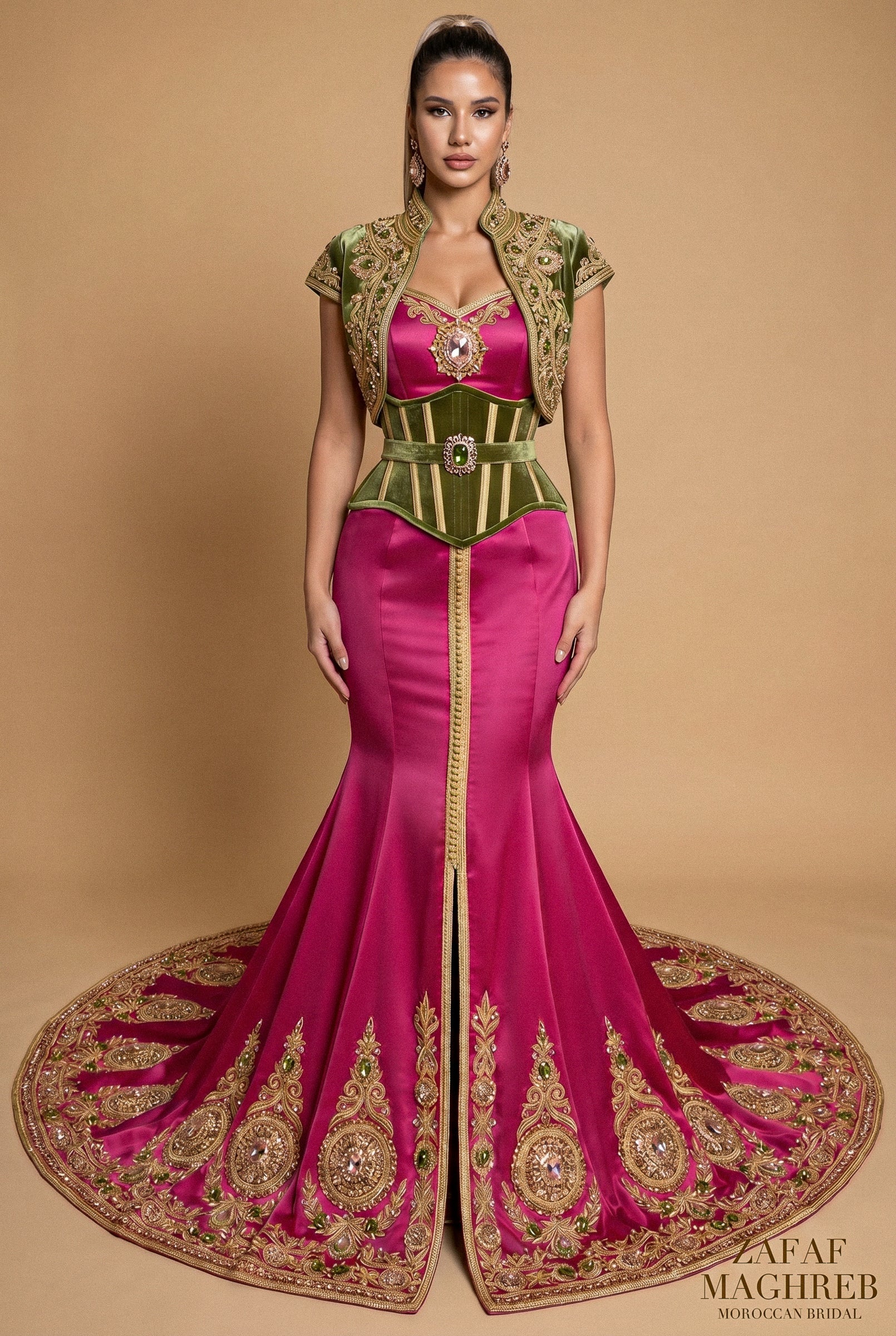 Caftan de mariée fuchsia