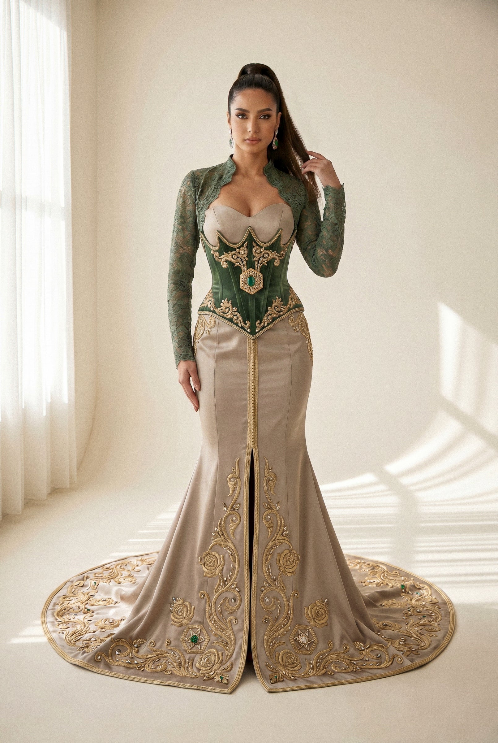 Caftan sur-mesure champagne