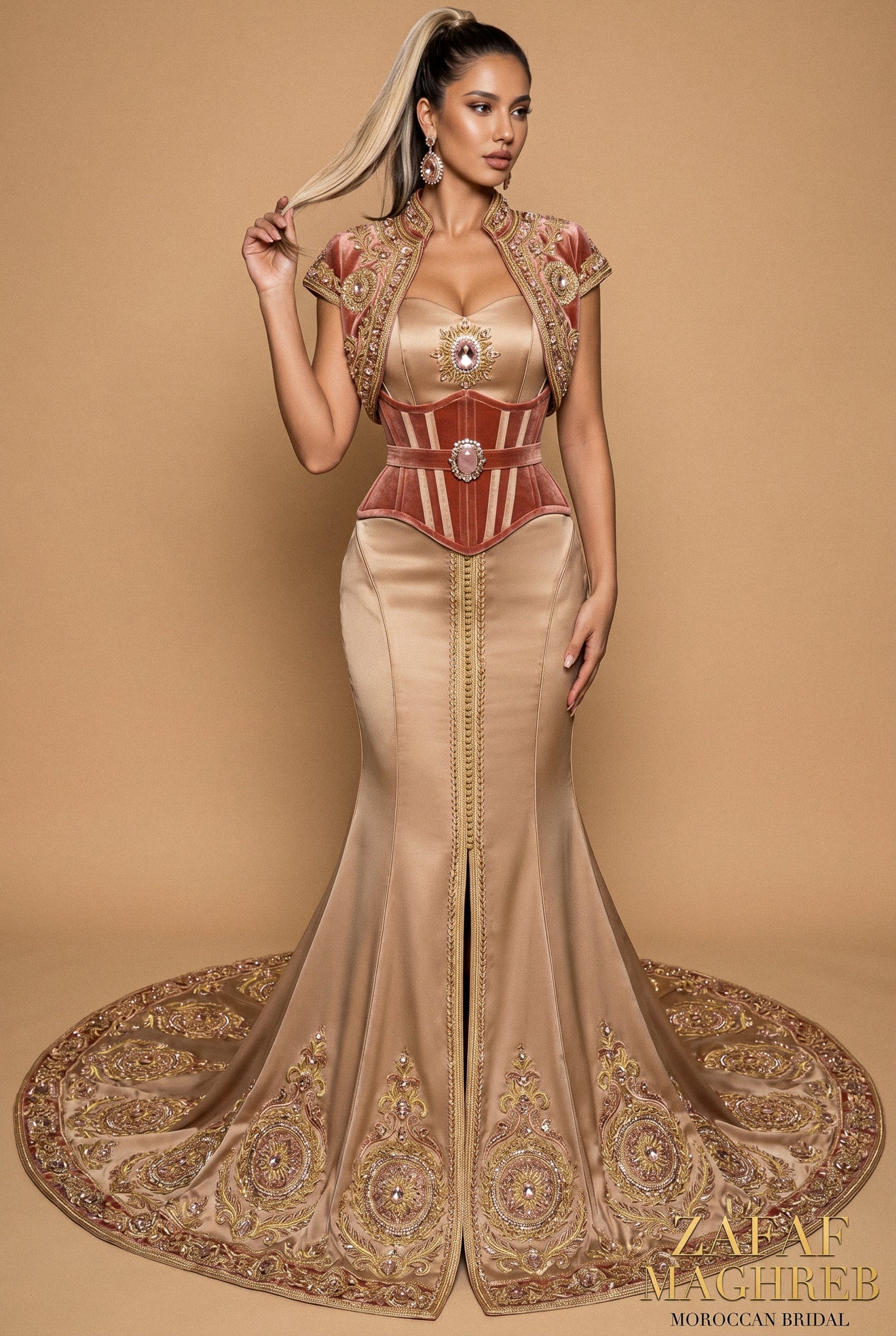 Caftan de mariée champagne