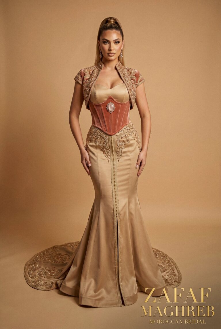 Caftan haute couture terracotta