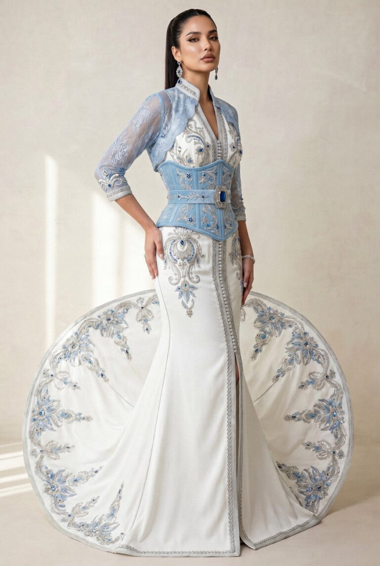 Takchita royal blanc et bleu ciel