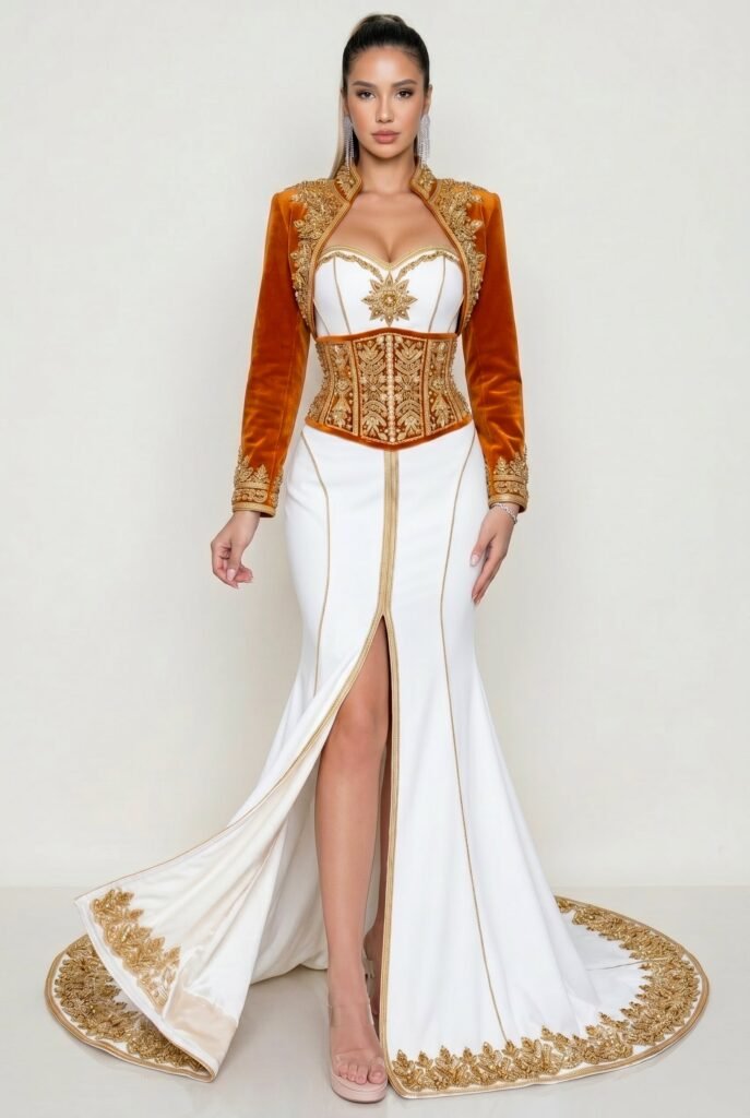 Caftan haute couture ambre — vue 4