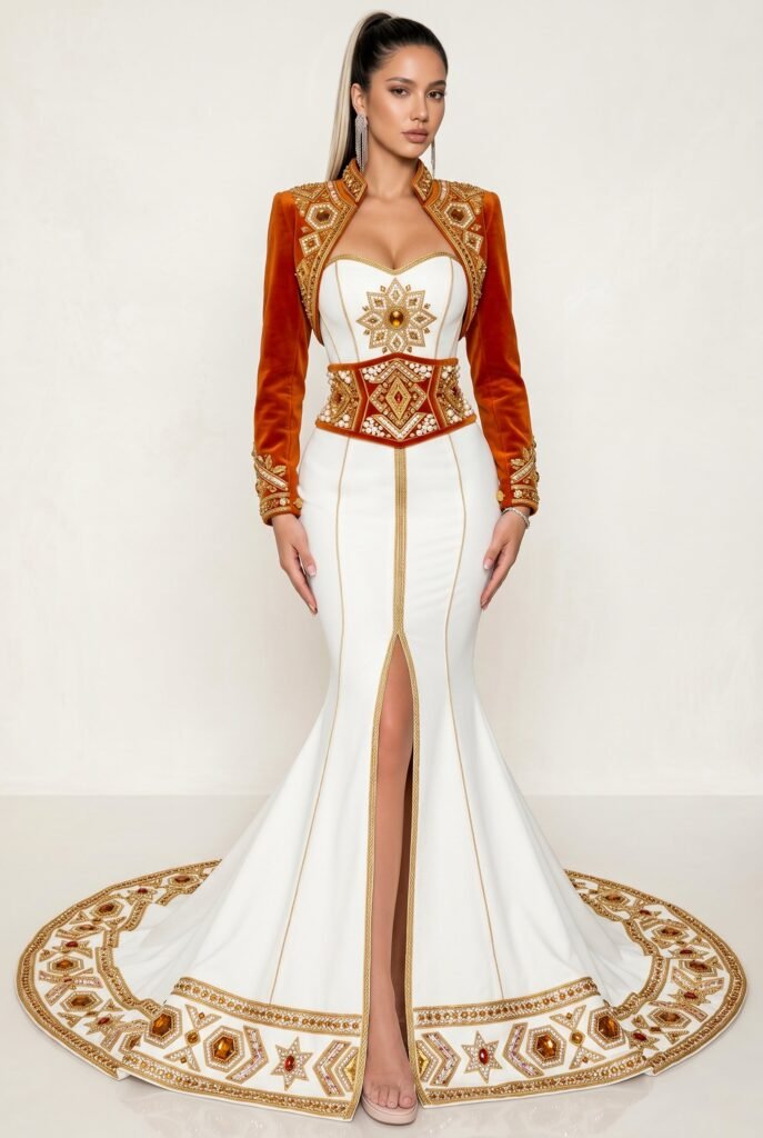 Caftan haute couture ambre — vue 7