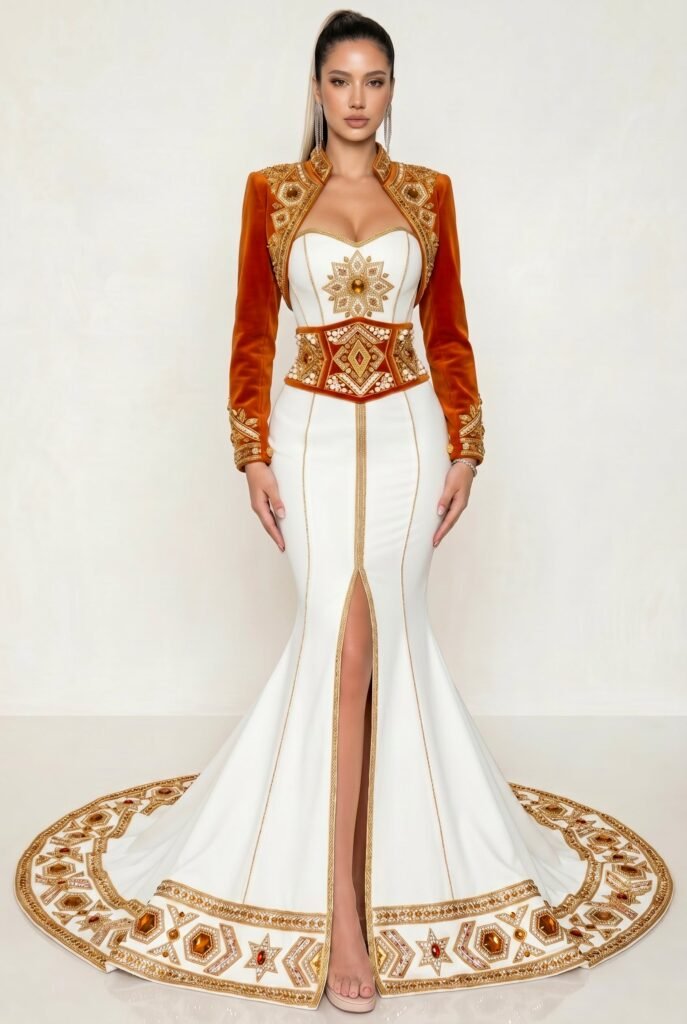 Caftan haute couture ambre — vue 8