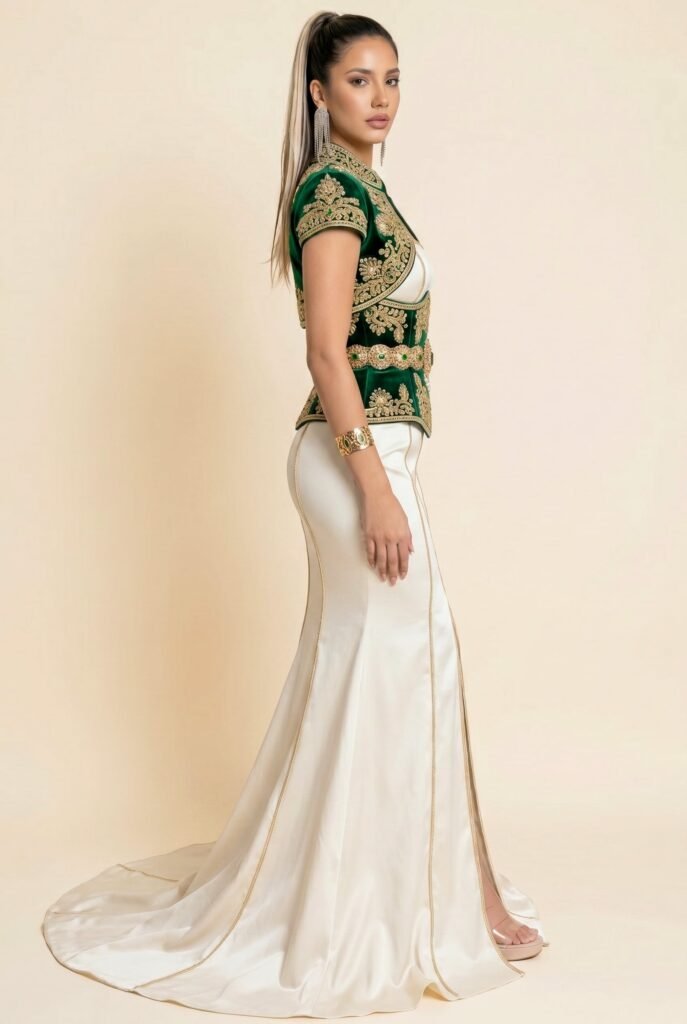 Caftan pour mariage vert émeraude — vue 3