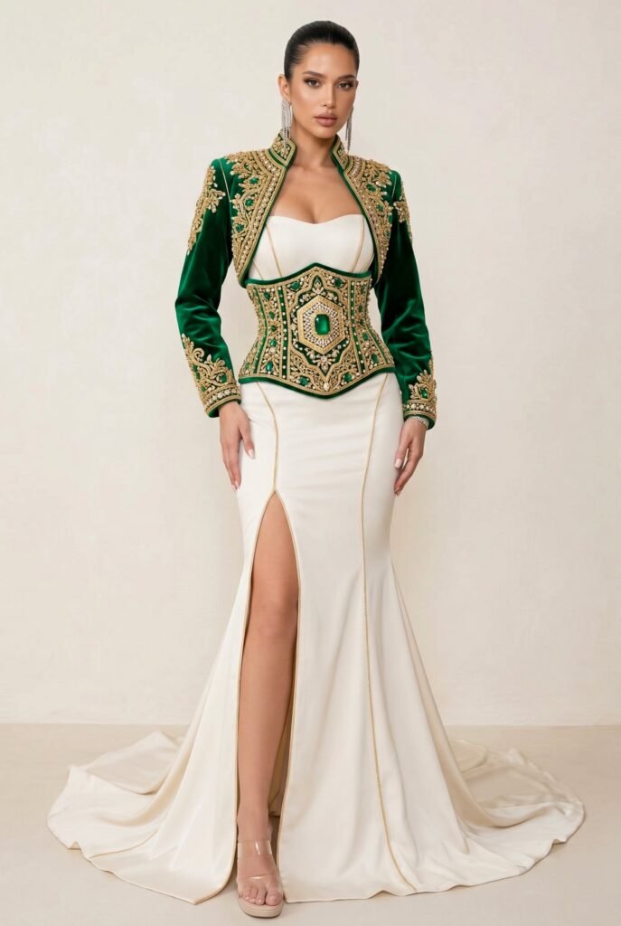 Caftan pour mariage vert émeraude — vue 4