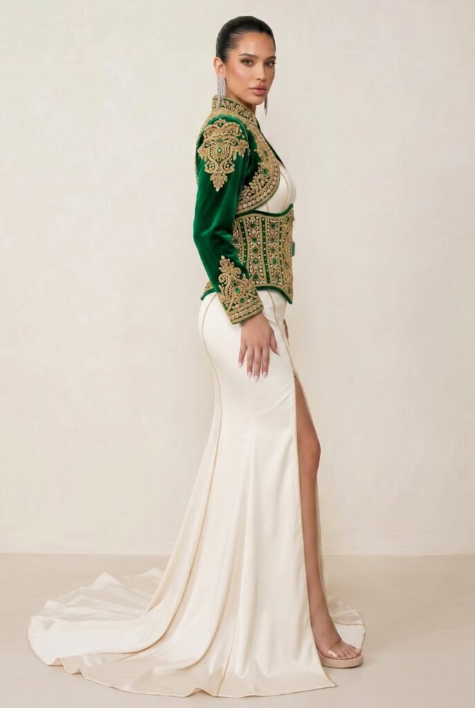 Caftan pour mariage vert émeraude — vue 6