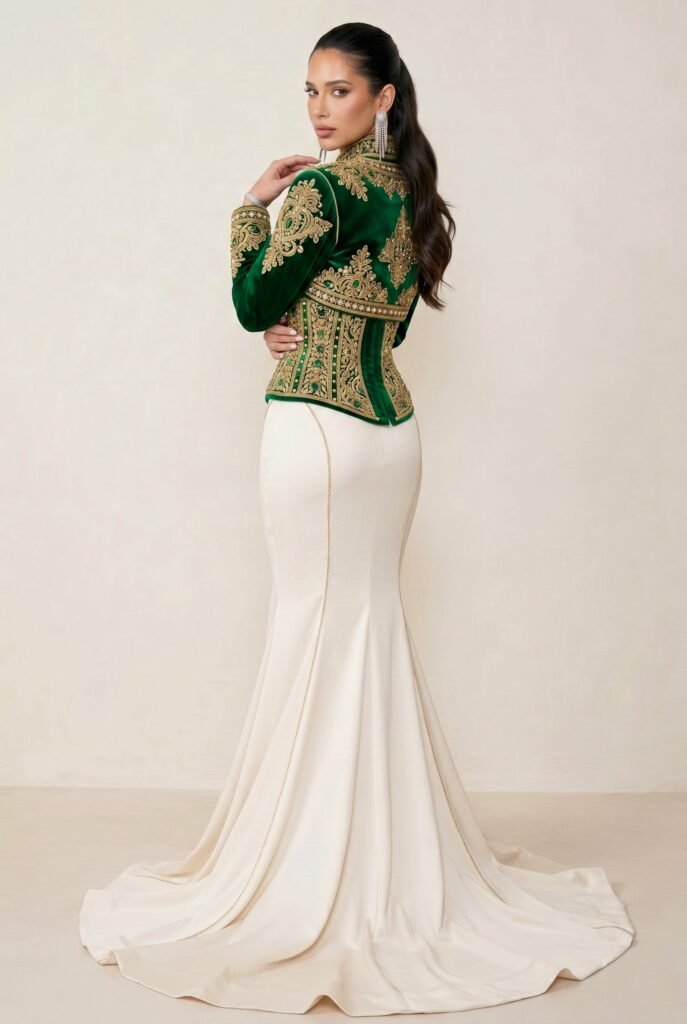 Caftan pour mariage vert émeraude — vue 7