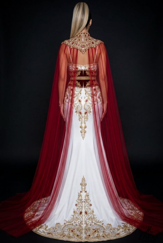 Caftan de mariée rouge rubis — vue 3