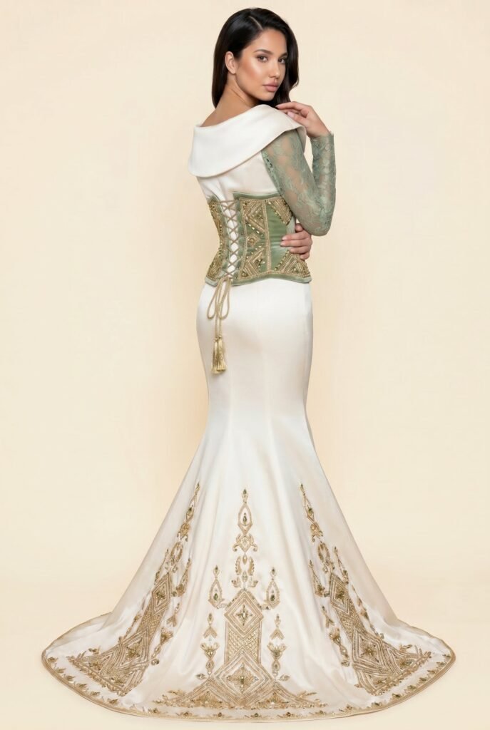 Caftan pour mariage ivoire — vue 3