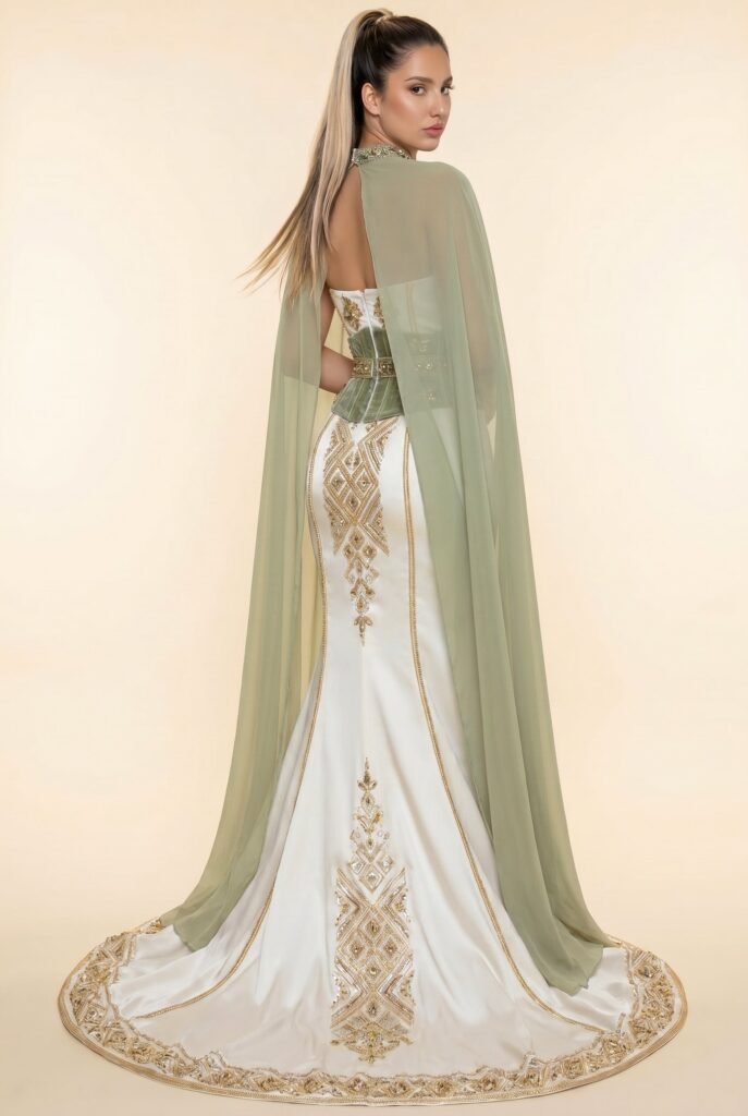 Caftan sur-mesure vert émeraude — vue 2