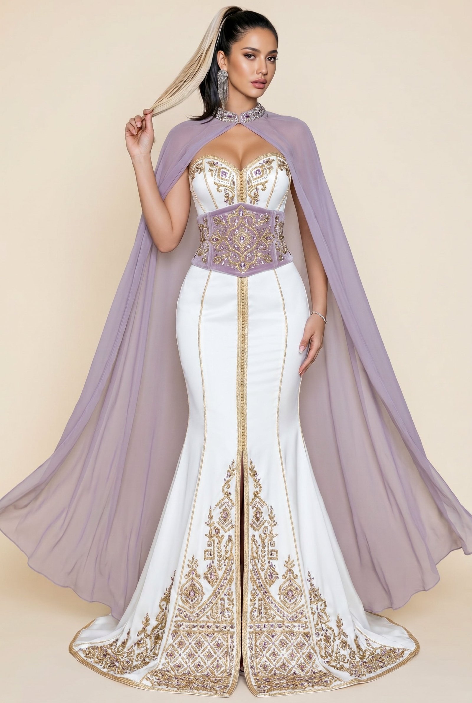 Caftan de mariée mauve améthyste