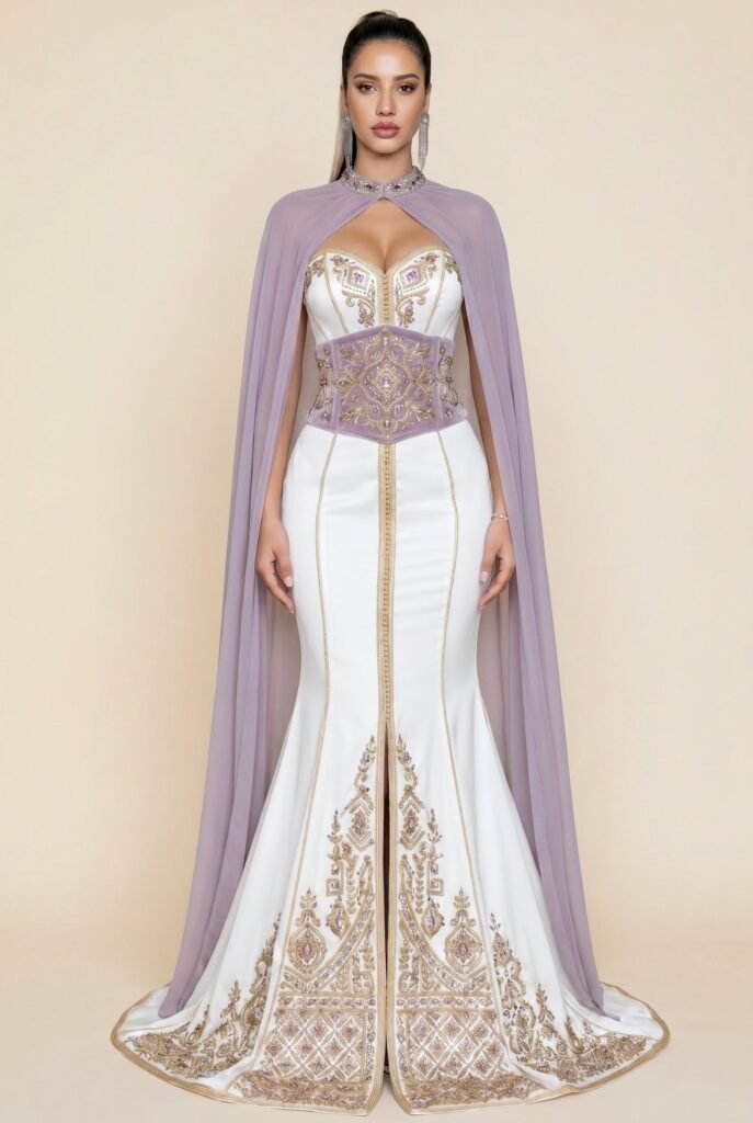 Caftan de mariée mauve améthyste — vue 4