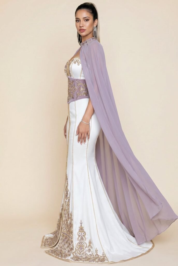Caftan de mariée mauve améthyste — vue 3